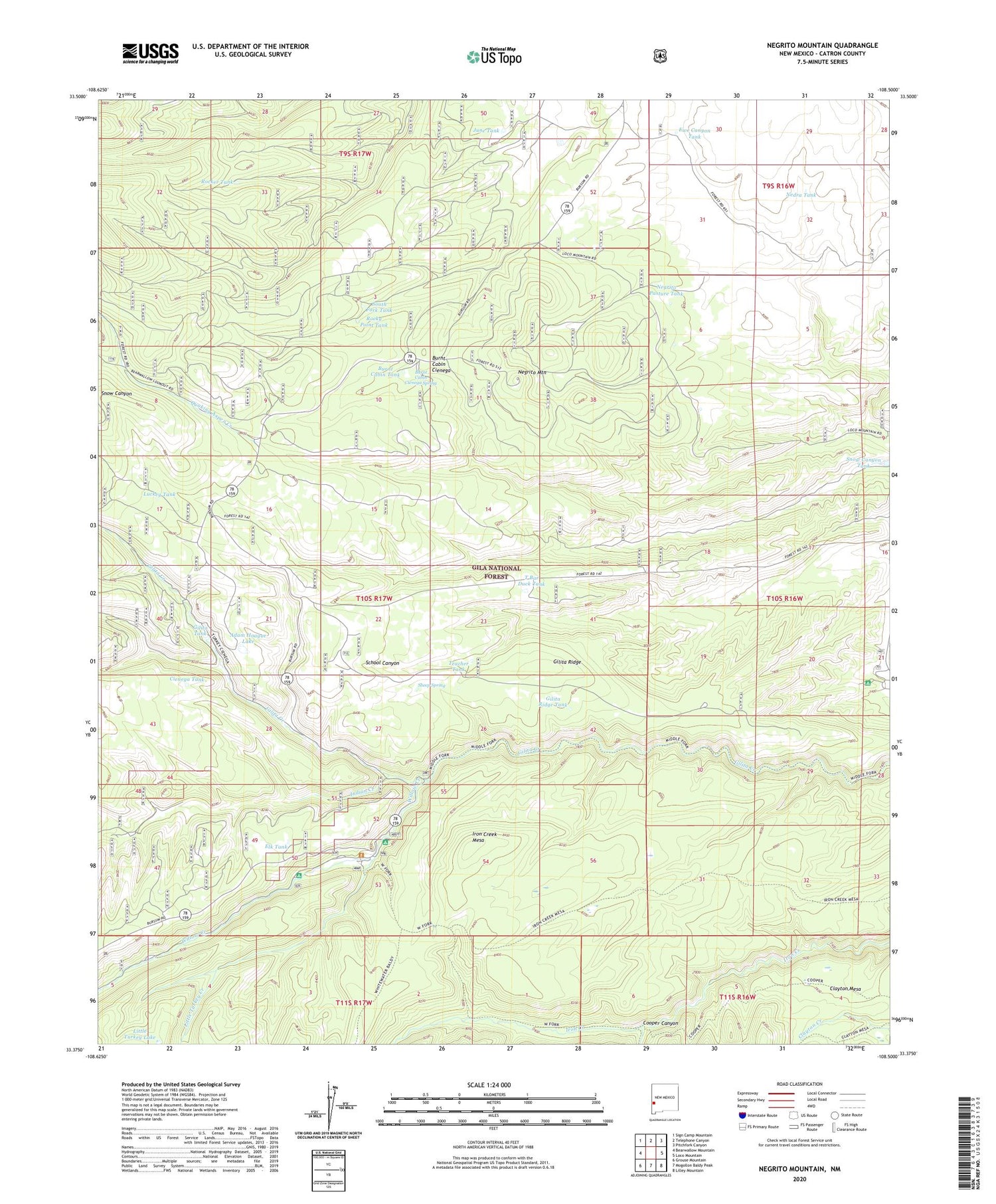 Negrito Mountain New Mexico US Topo Map Image