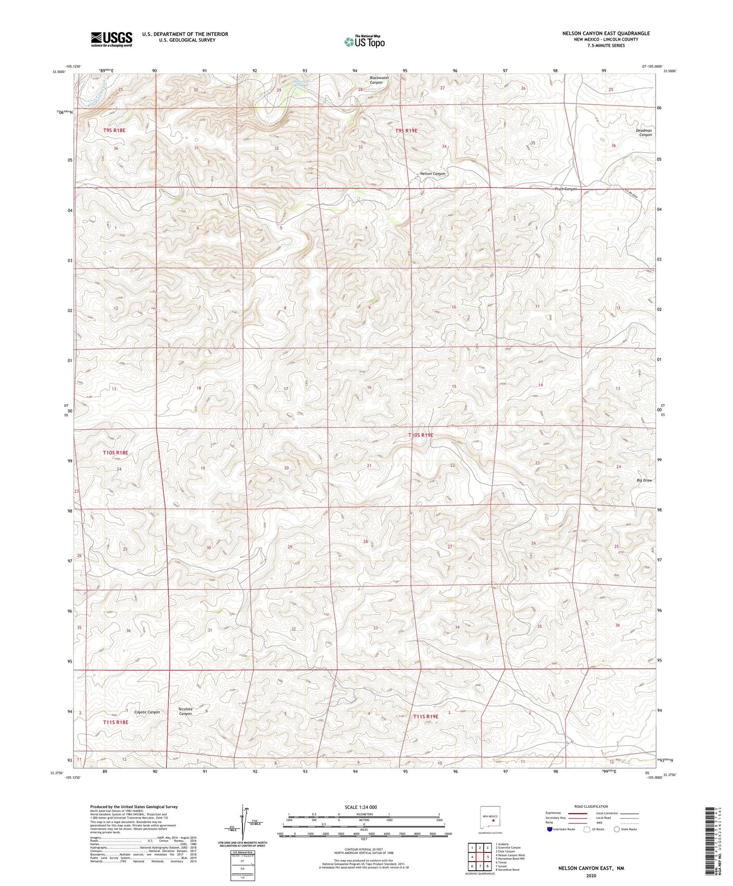 Nelson Canyon East New Mexico US Topo Map Image