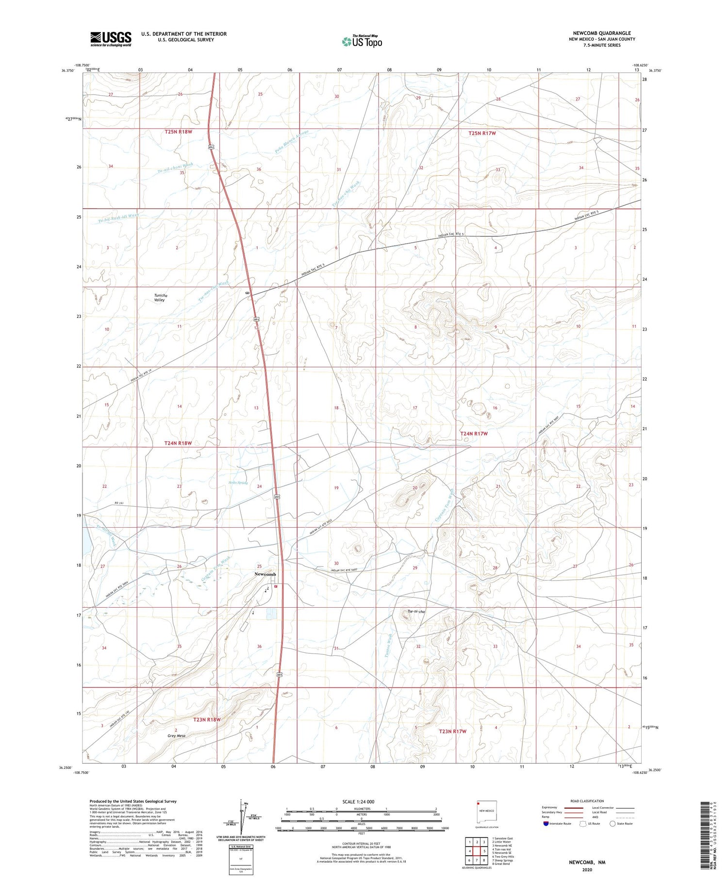 Newcomb New Mexico US Topo Map Image