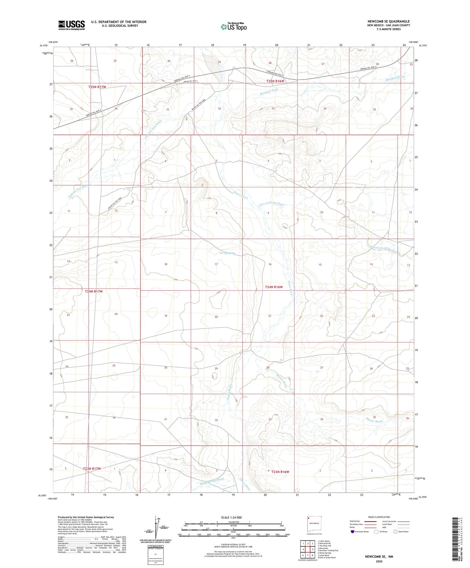 Newcomb SE New Mexico US Topo Map Image