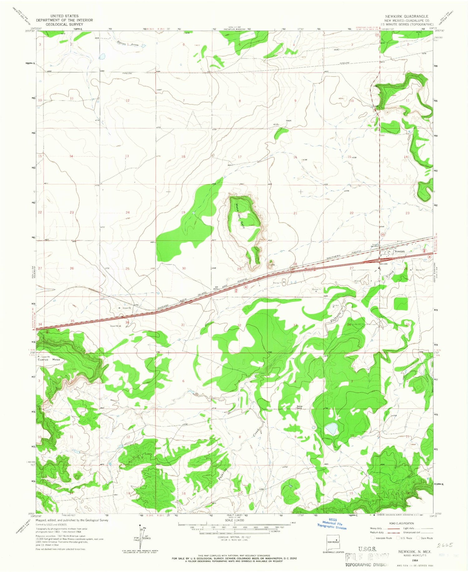 Classic USGS Newkirk New Mexico 7.5'x7.5' Topo Map Image