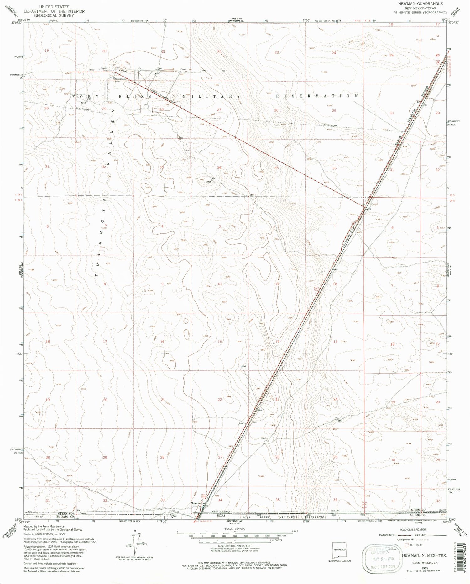 Classic USGS Newman New Mexico 7.5'x7.5' Topo Map Image