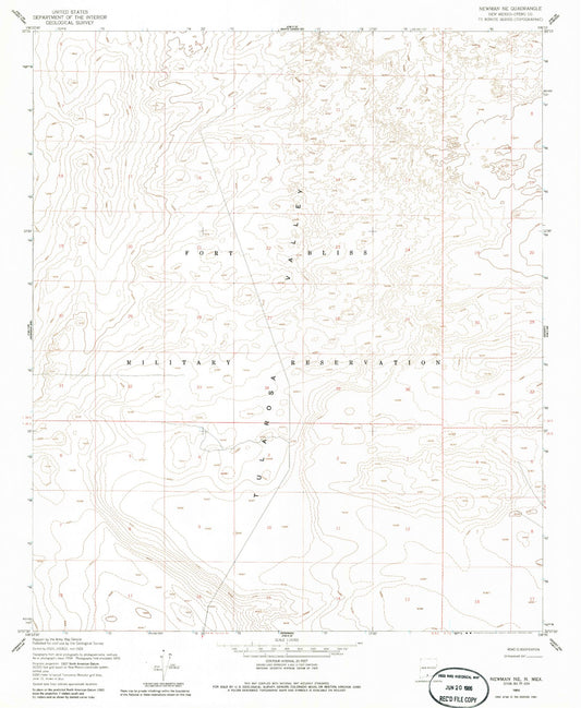 Classic USGS Newman NE New Mexico 7.5'x7.5' Topo Map Image