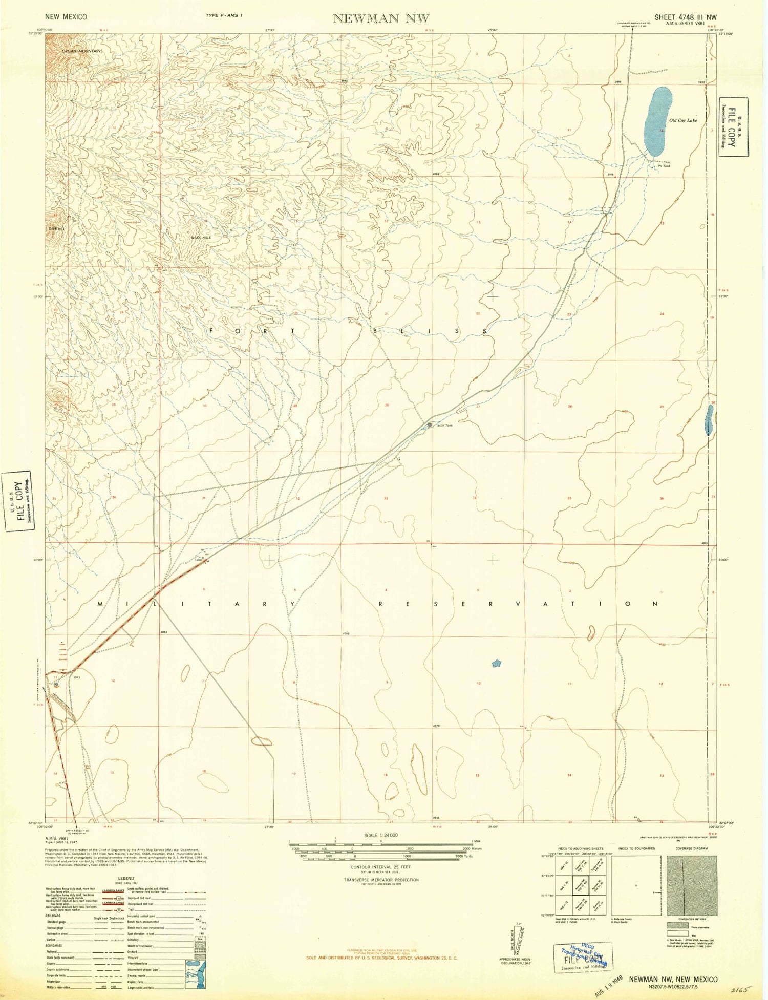 Classic USGS Newman NW New Mexico 7.5'x7.5' Topo Map Image