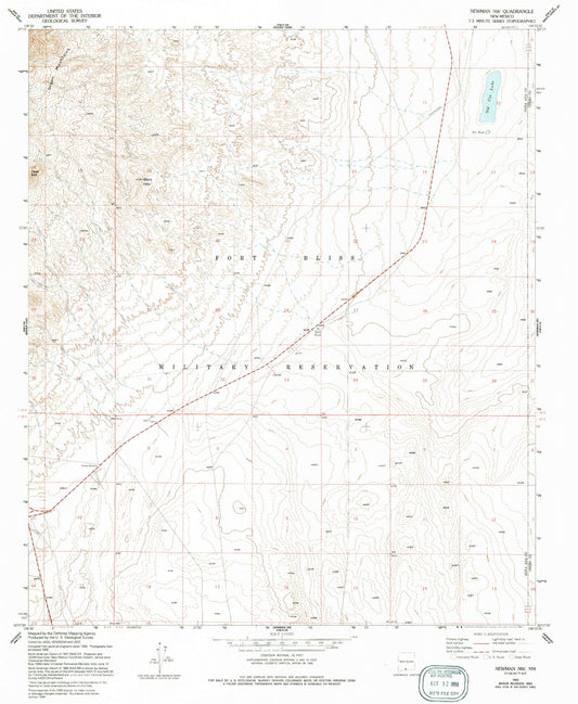 Classic USGS Newman NW New Mexico 7.5'x7.5' Topo Map Image