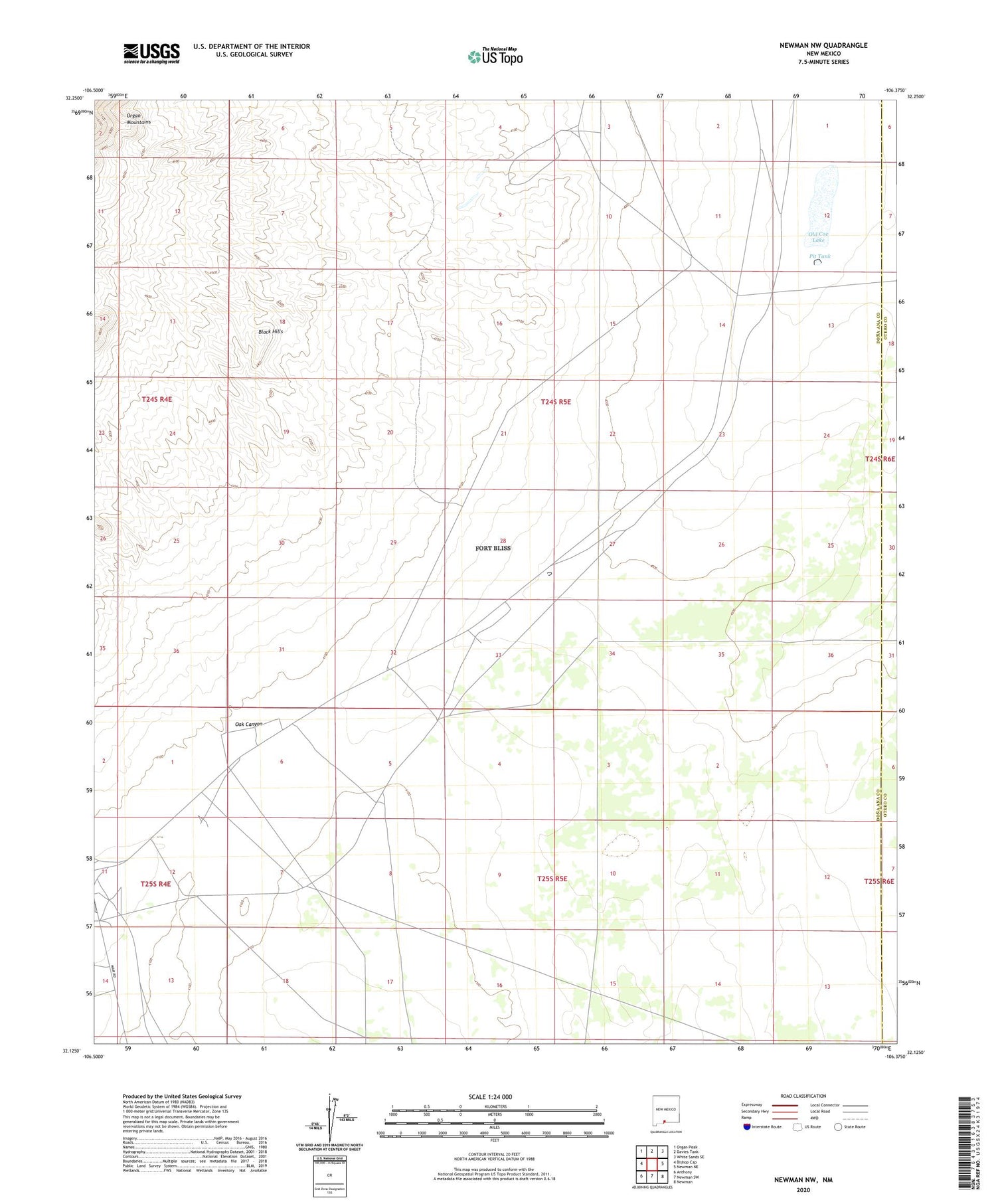 Newman NW New Mexico US Topo Map Image