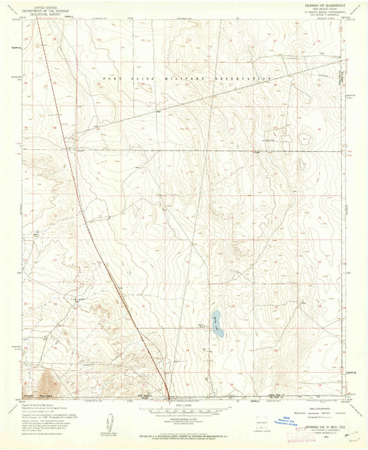 Classic USGS Newman SW New Mexico 7.5'x7.5' Topo Map Image