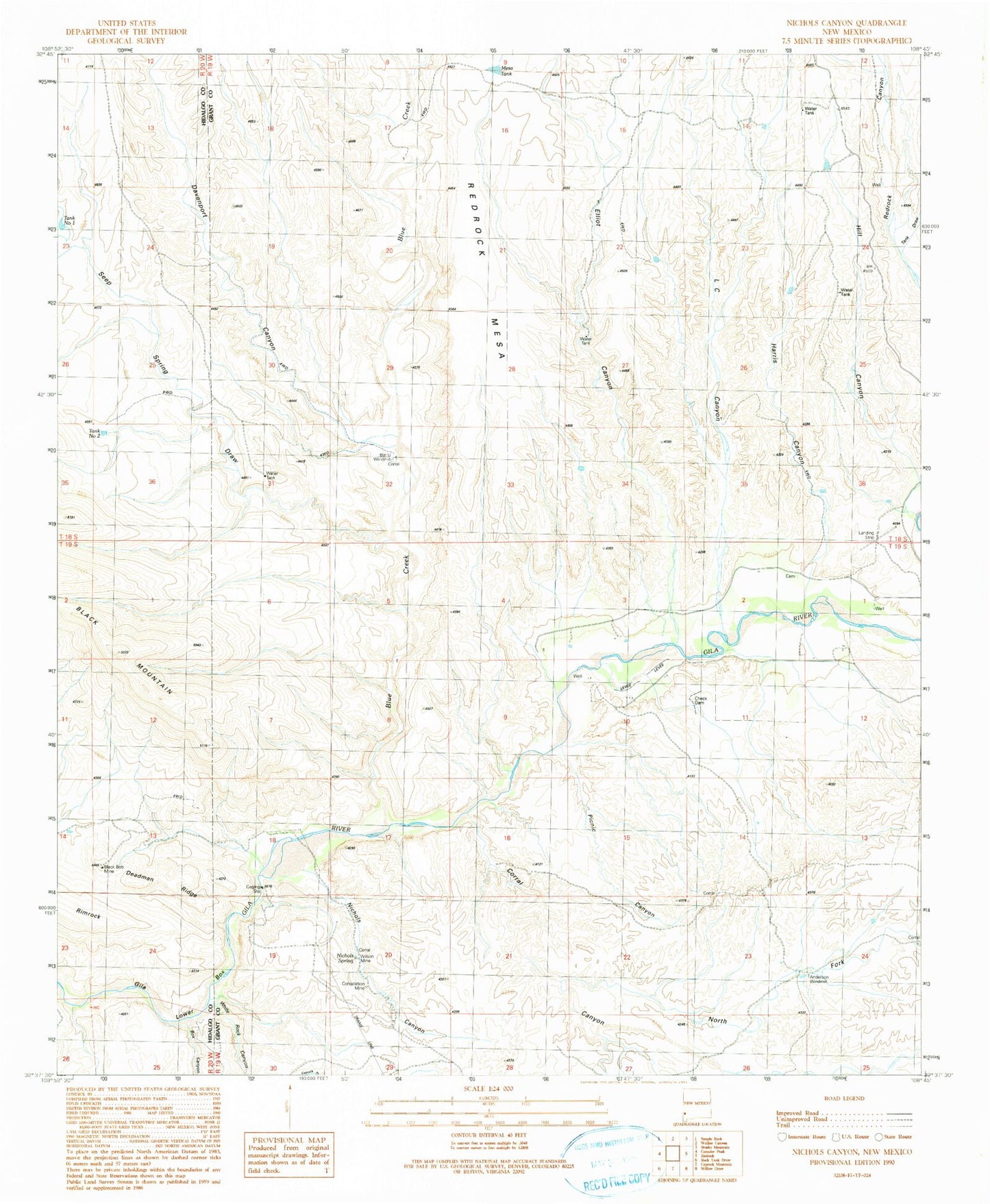 Classic USGS Nichols Canyon New Mexico 7.5'x7.5' Topo Map Image
