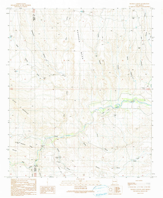 Classic USGS Nichols Canyon New Mexico 7.5'x7.5' Topo Map Image