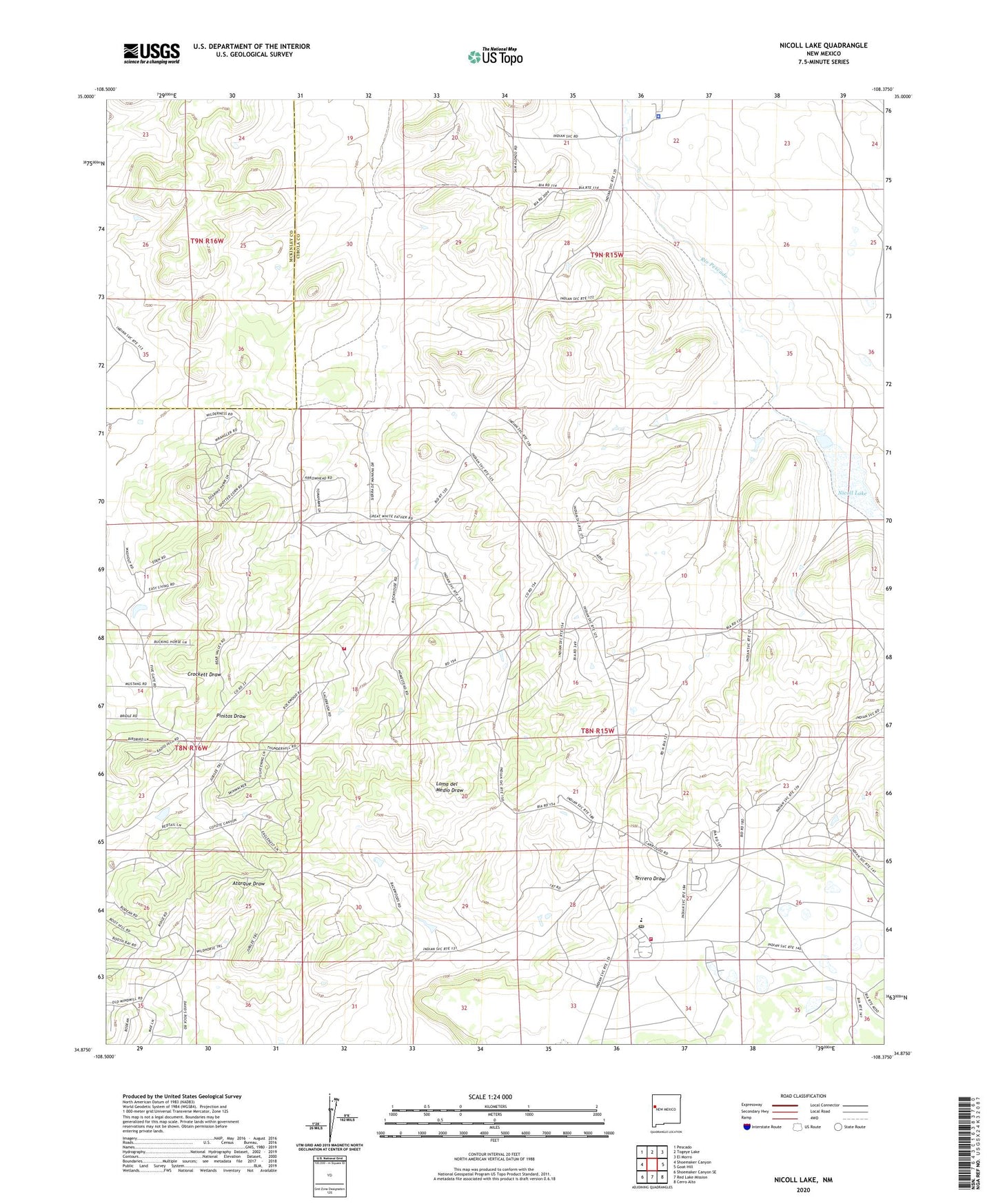 Nicoll Lake New Mexico US Topo Map Image