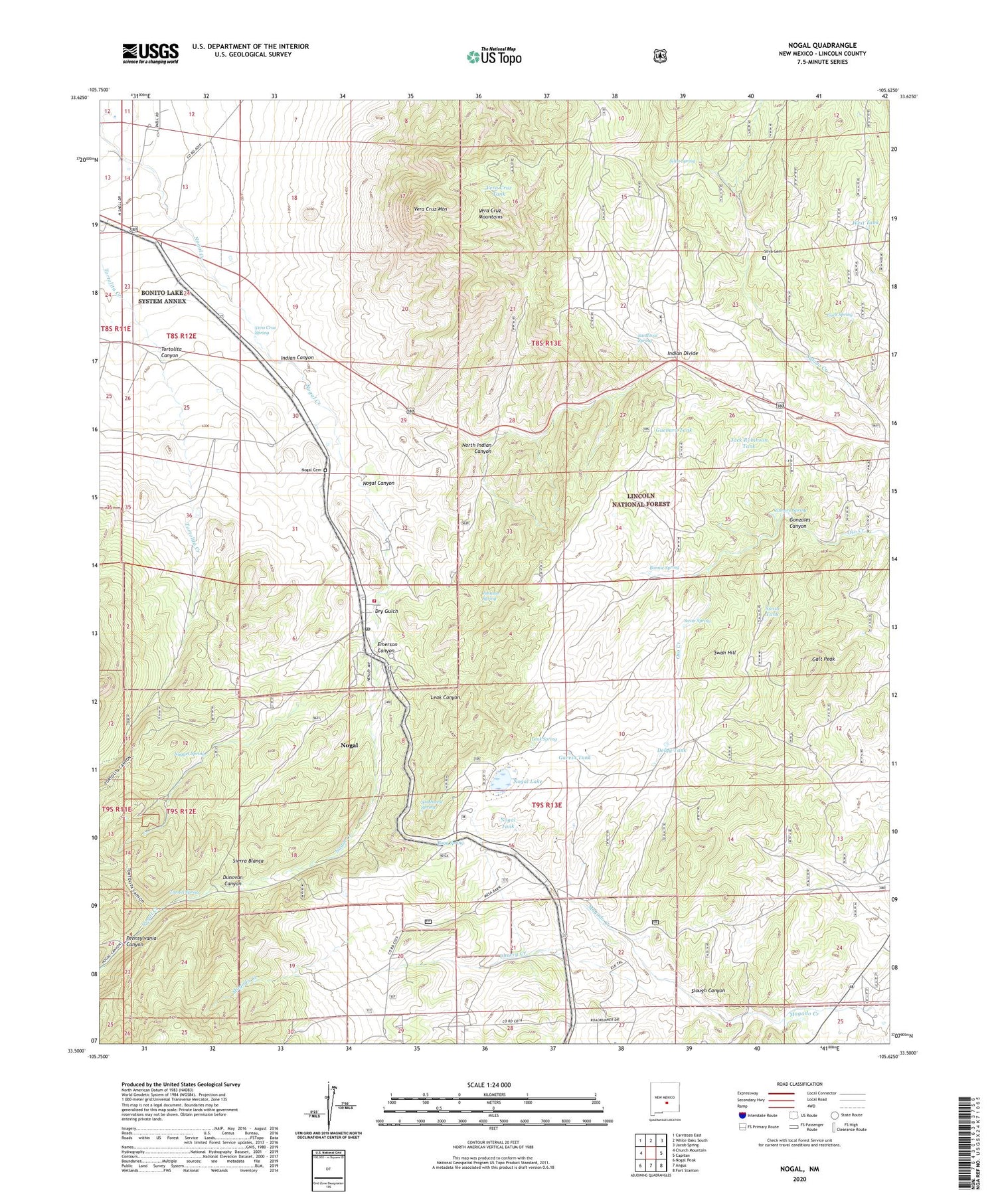 Nogal New Mexico US Topo Map Image