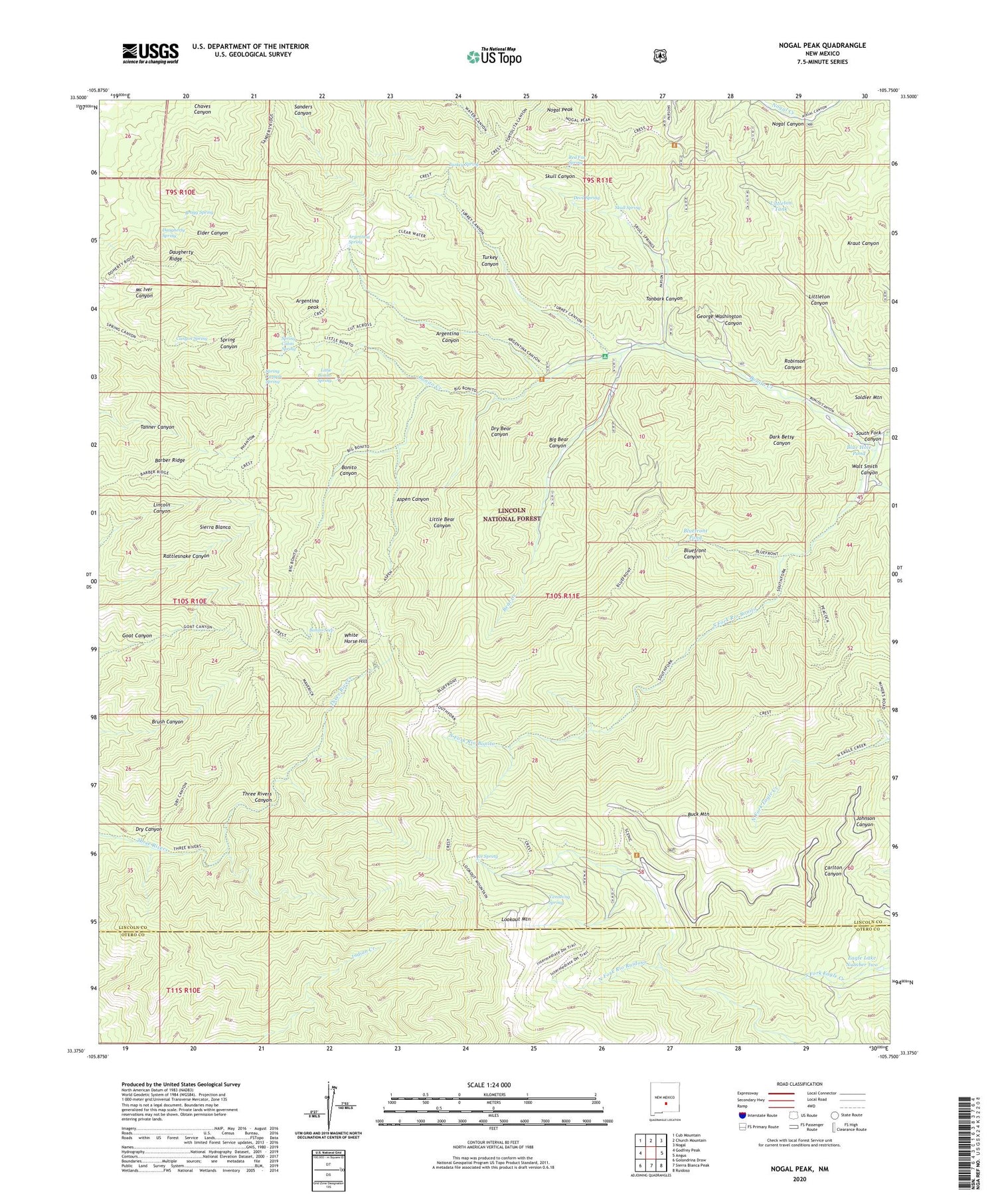 Nogal Peak New Mexico US Topo Map Image