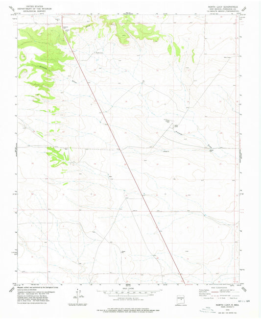 Classic USGS North Lucy New Mexico 7.5'x7.5' Topo Map Image