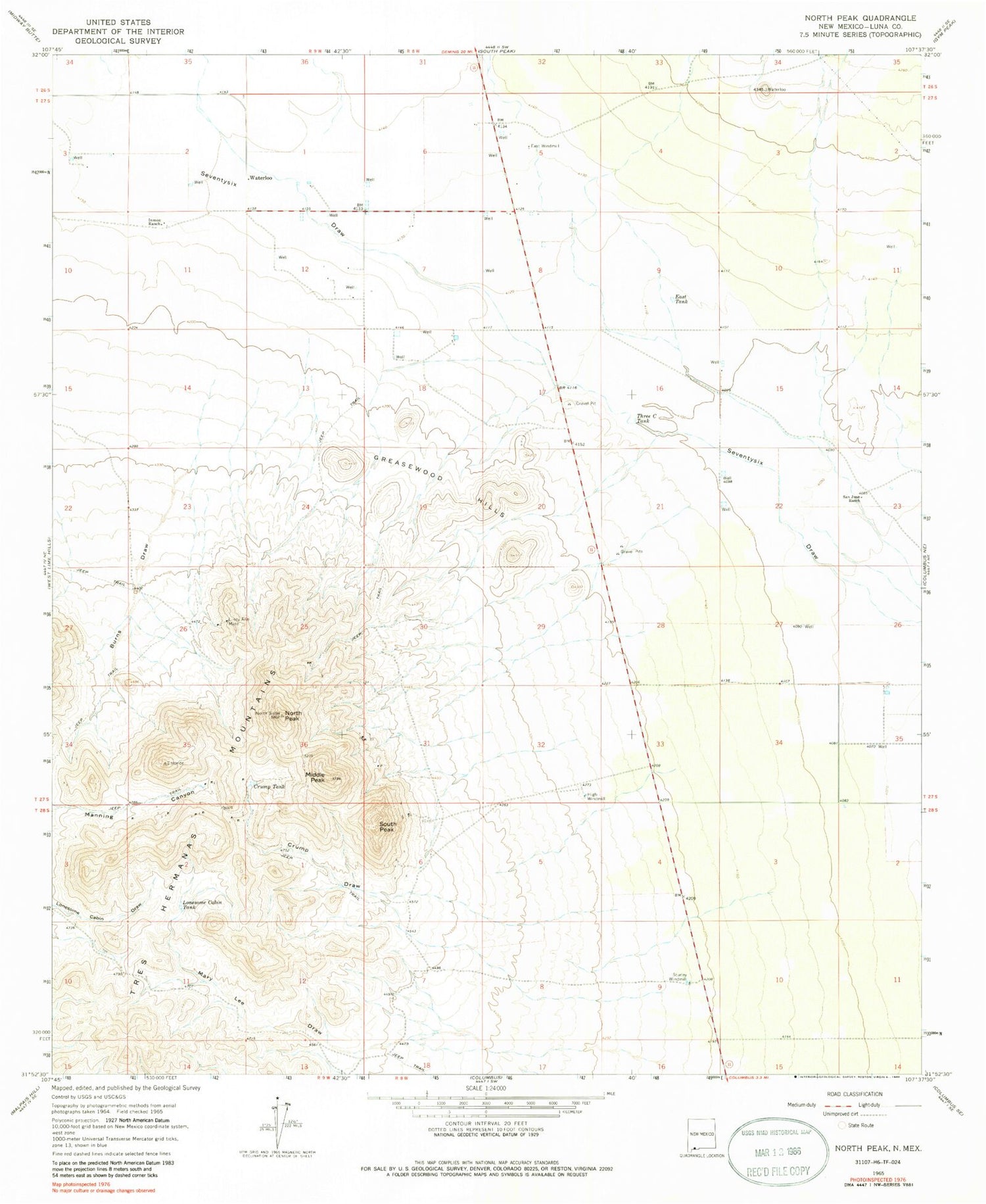 Classic USGS North Peak New Mexico 7.5'x7.5' Topo Map Image