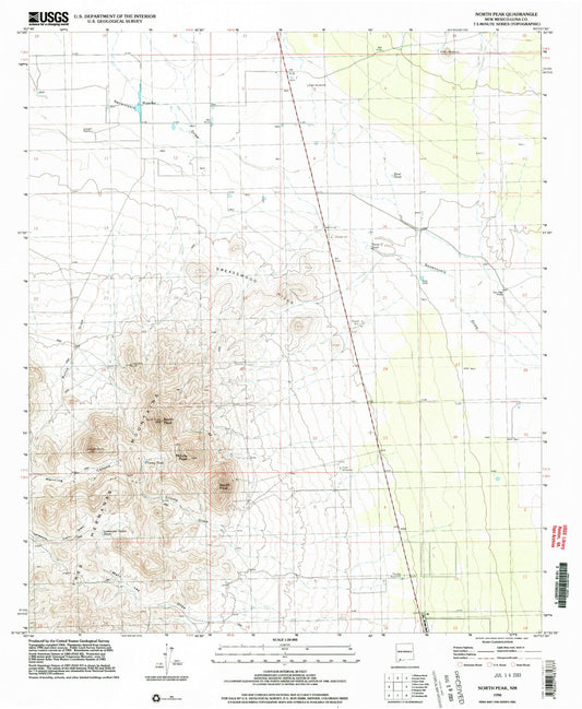 Classic USGS North Peak New Mexico 7.5'x7.5' Topo Map Image