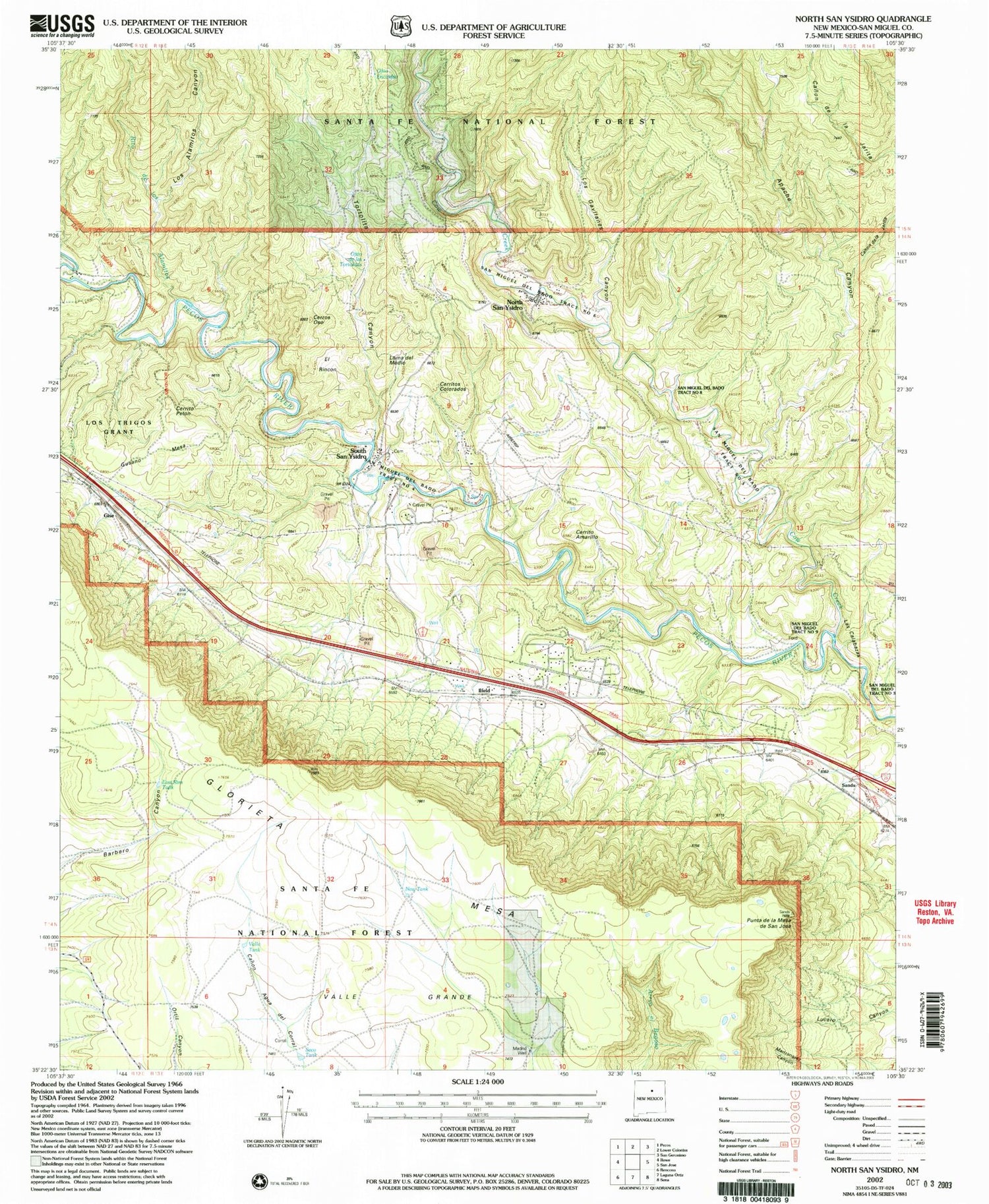 Classic USGS North San Ysidro New Mexico 7.5'x7.5' Topo Map Image