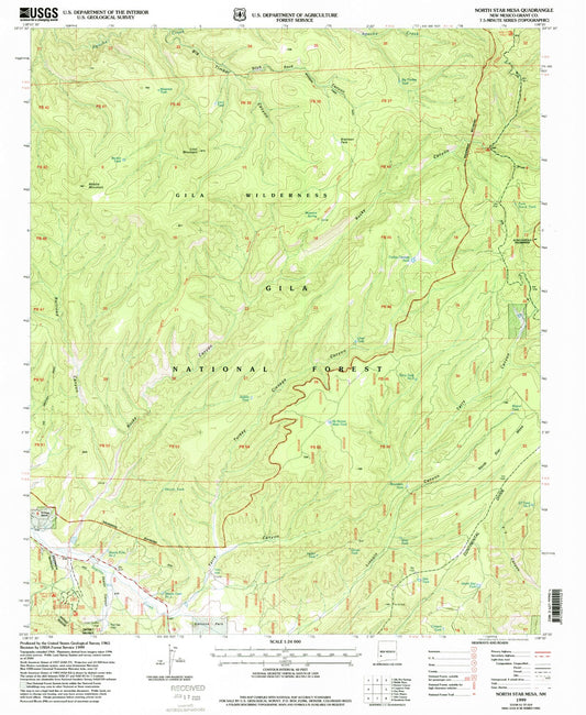 Classic USGS North Star Mesa New Mexico 7.5'x7.5' Topo Map Image