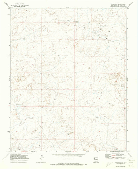 Classic USGS Nose Rock New Mexico 7.5'x7.5' Topo Map Image