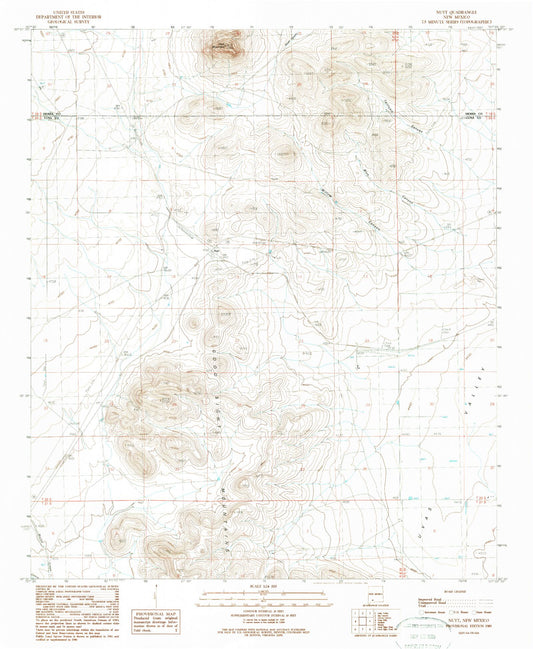 Classic USGS Nutt New Mexico 7.5'x7.5' Topo Map Image