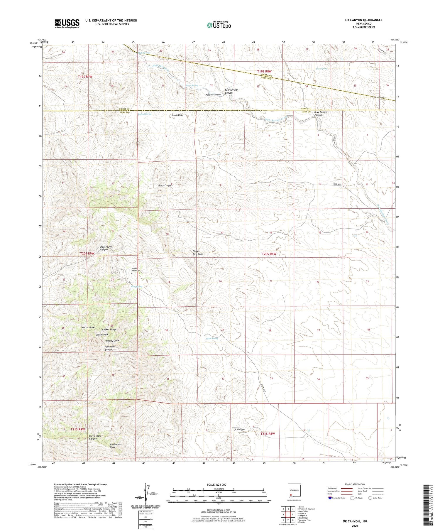 OK Canyon New Mexico US Topo Map Image