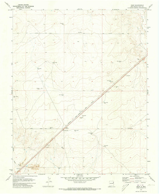 Classic USGS Obar New Mexico 7.5'x7.5' Topo Map Image