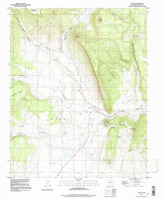 Classic USGS Ocate New Mexico 7.5'x7.5' Topo Map Image