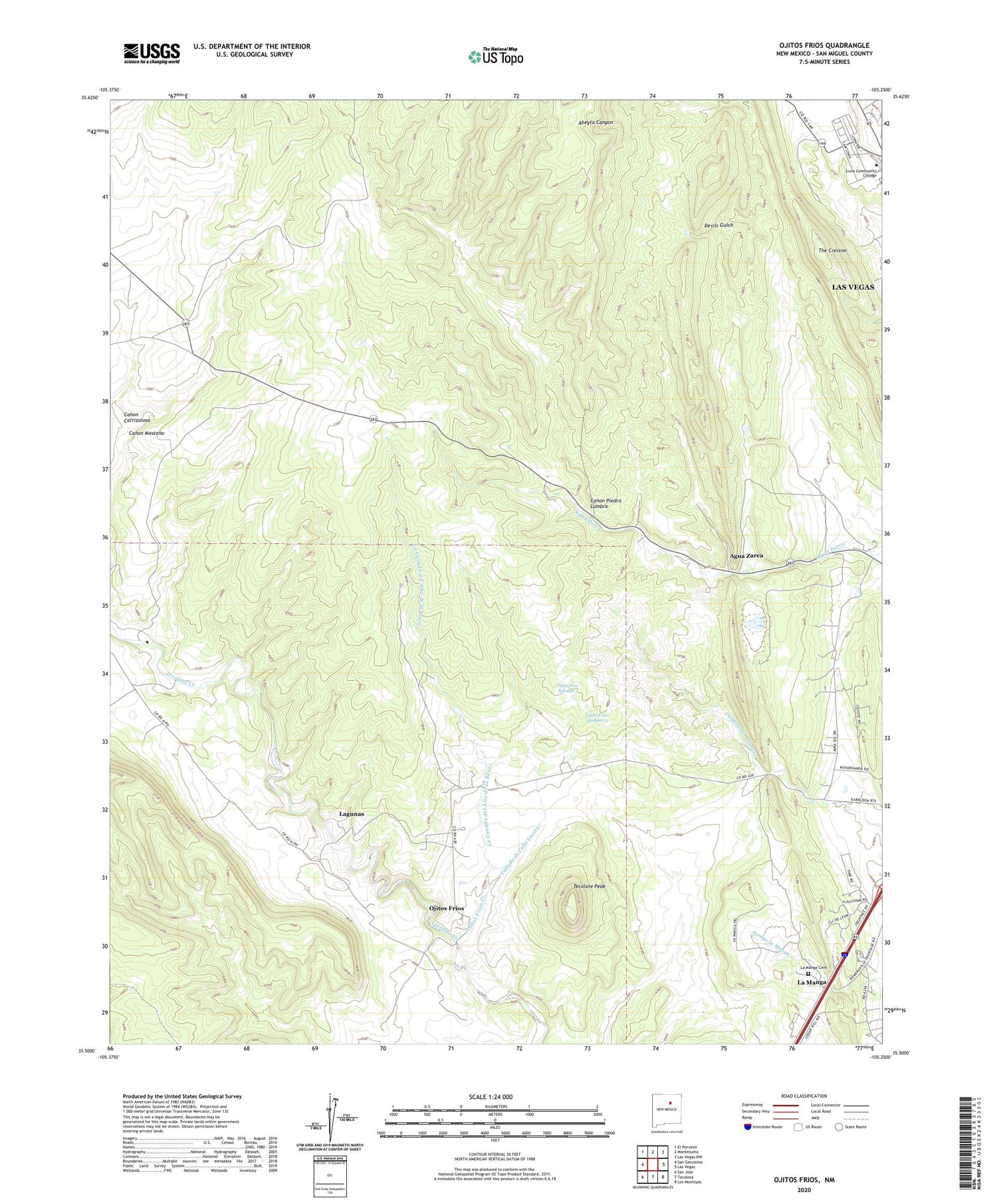 Ojitos Frios New Mexico US Topo Map Image