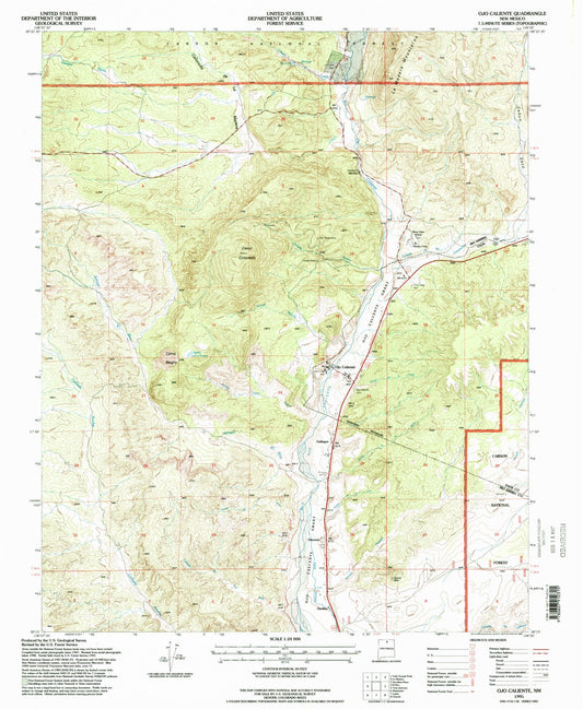 Classic USGS Ojo Caliente New Mexico 7.5'x7.5' Topo Map Image