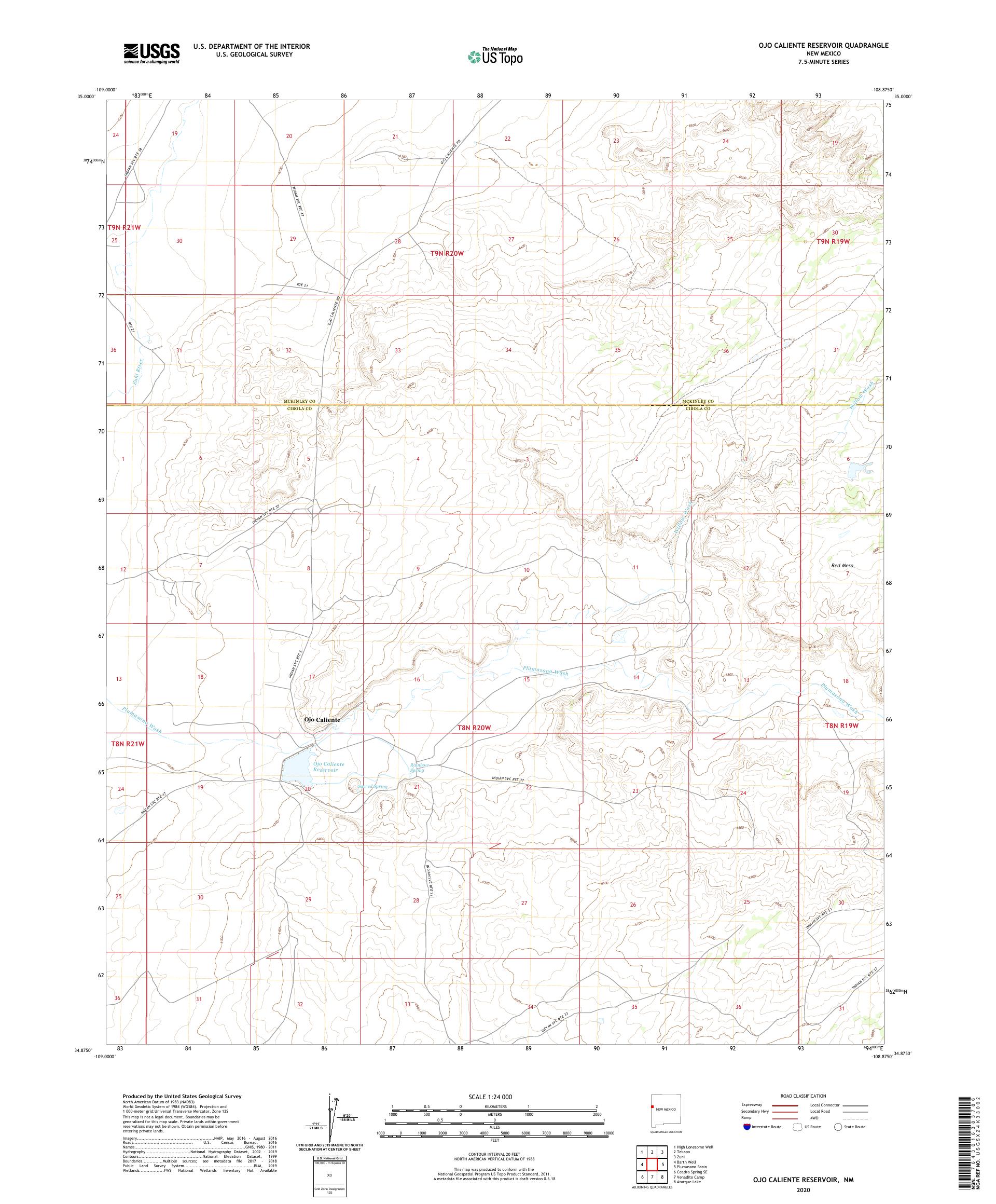Ojo Caliente Reservoir New Mexico US Topo Map MyTopo Map Store