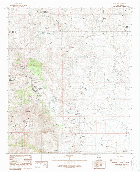 Classic USGS OK Canyon New Mexico 7.5'x7.5' Topo Map Image