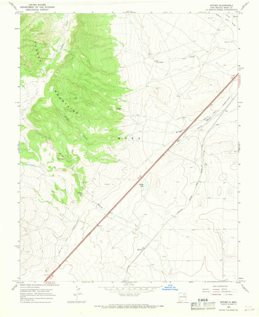 Classic USGS Optimo New Mexico 7.5'x7.5' Topo Map Image