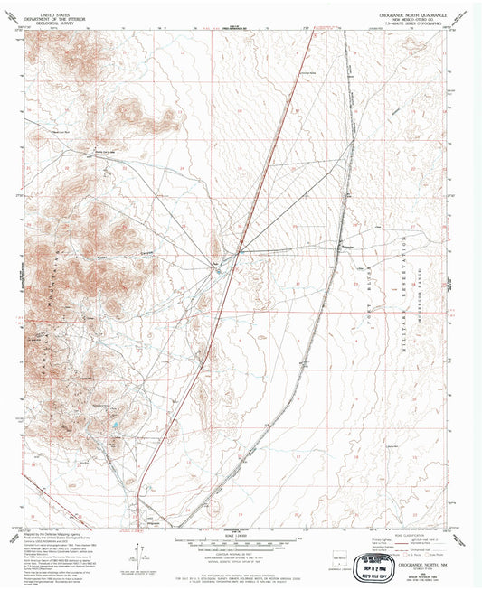 Classic USGS Orogrande North New Mexico 7.5'x7.5' Topo Map Image