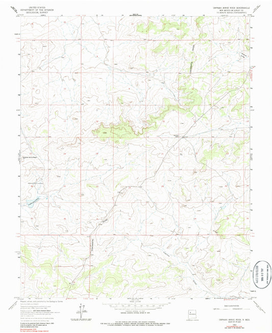 Classic USGS Orphan Annie Rock New Mexico 7.5'x7.5' Topo Map Image