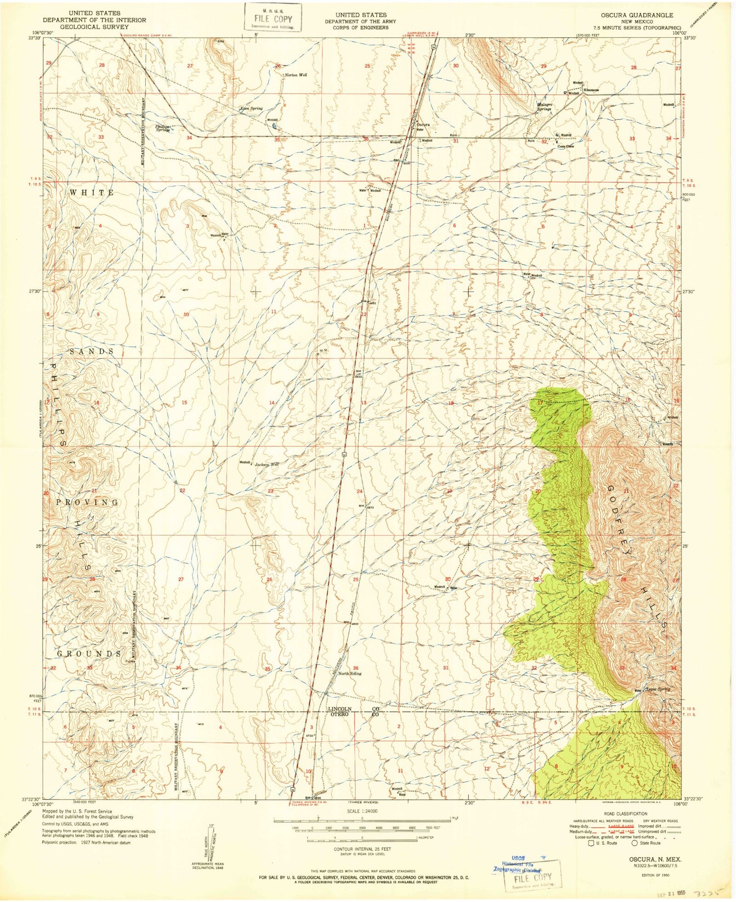 Classic USGS Oscura New Mexico 7.5'x7.5' Topo Map Image