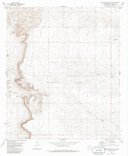 Classic USGS Otero Mesa South New Mexico 7.5'x7.5' Topo Map Image