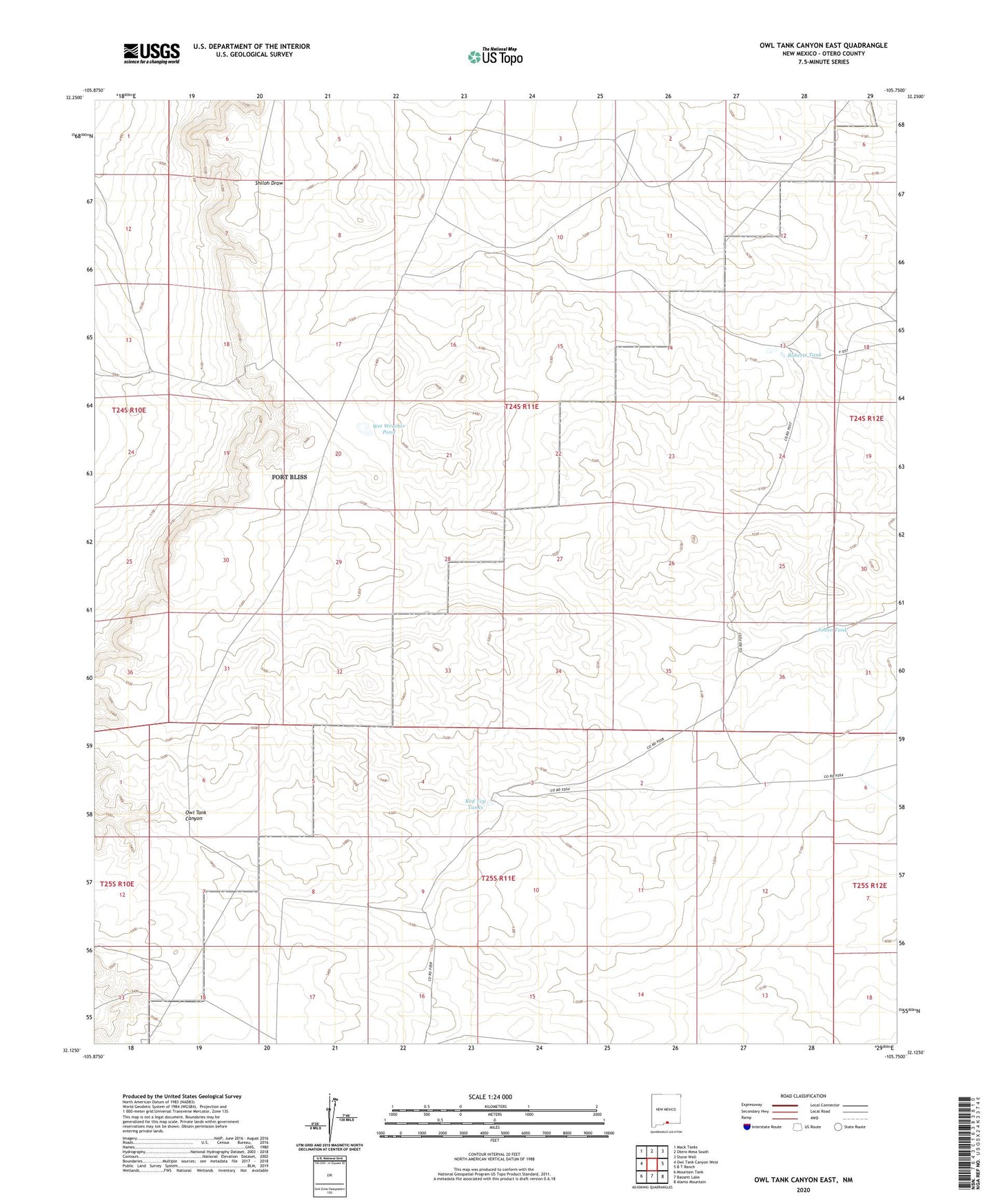 Owl Tank Canyon East New Mexico US Topo Map Image