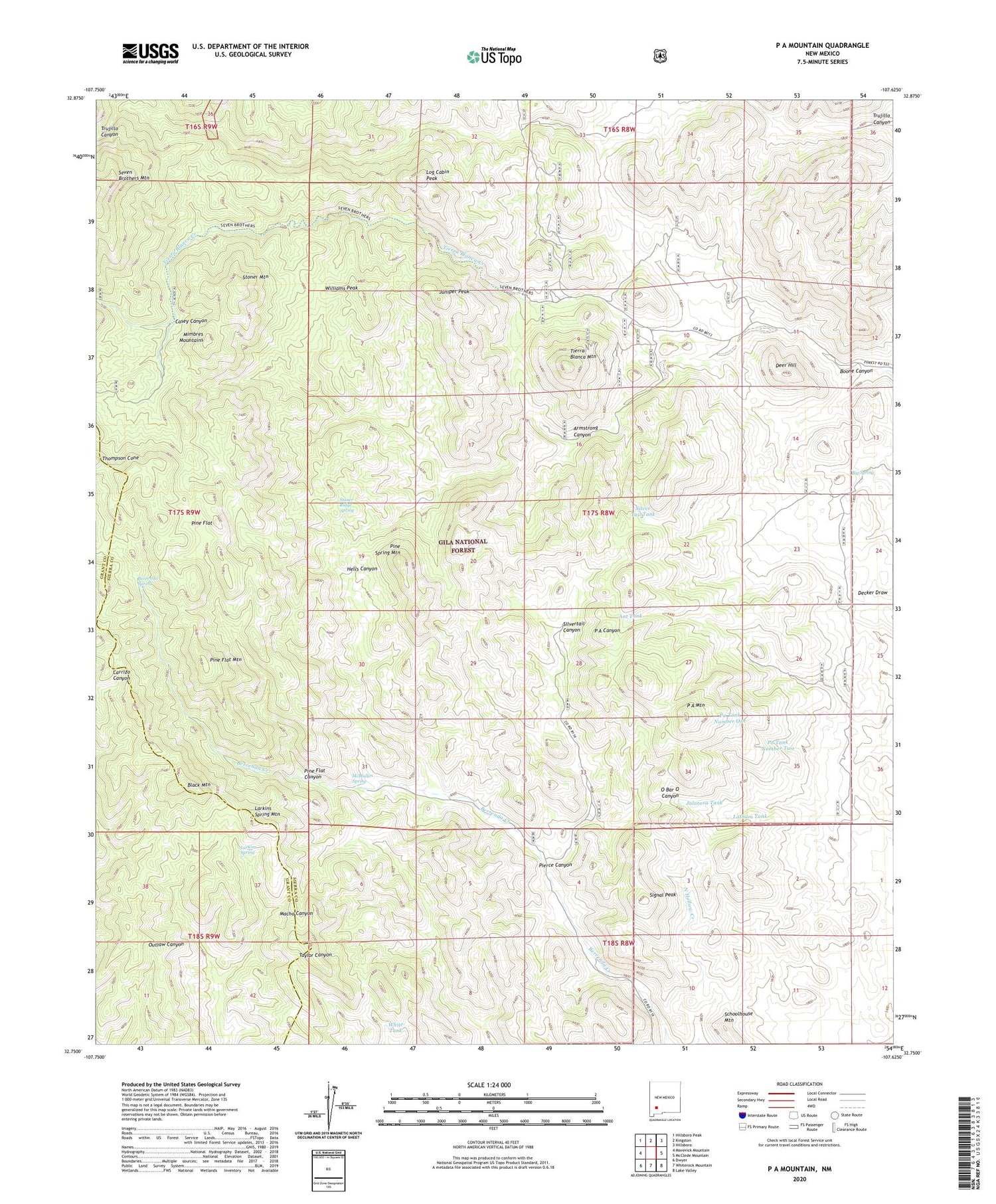 P A Mountain New Mexico US Topo Map Image