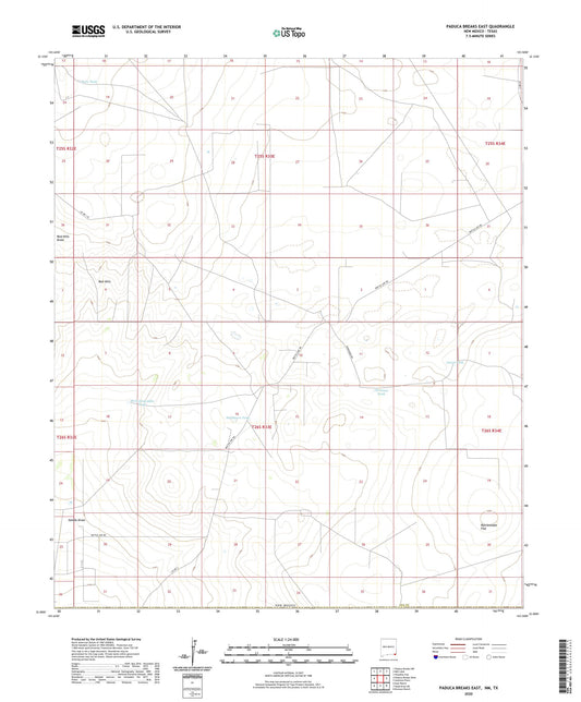 Paduca Breaks East New Mexico US Topo Map Image