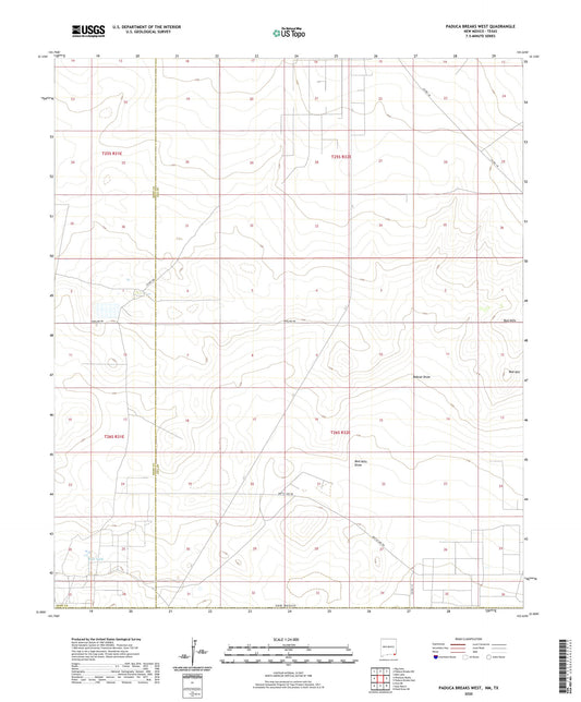 Paduca Breaks West New Mexico US Topo Map Image