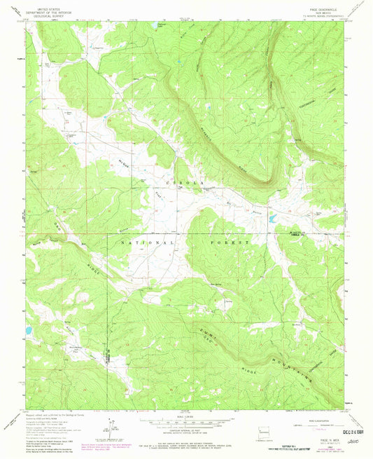 Classic USGS Page New Mexico 7.5'x7.5' Topo Map Image