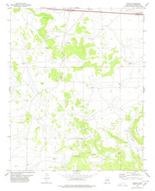 Classic USGS Palma New Mexico 7.5'x7.5' Topo Map Image