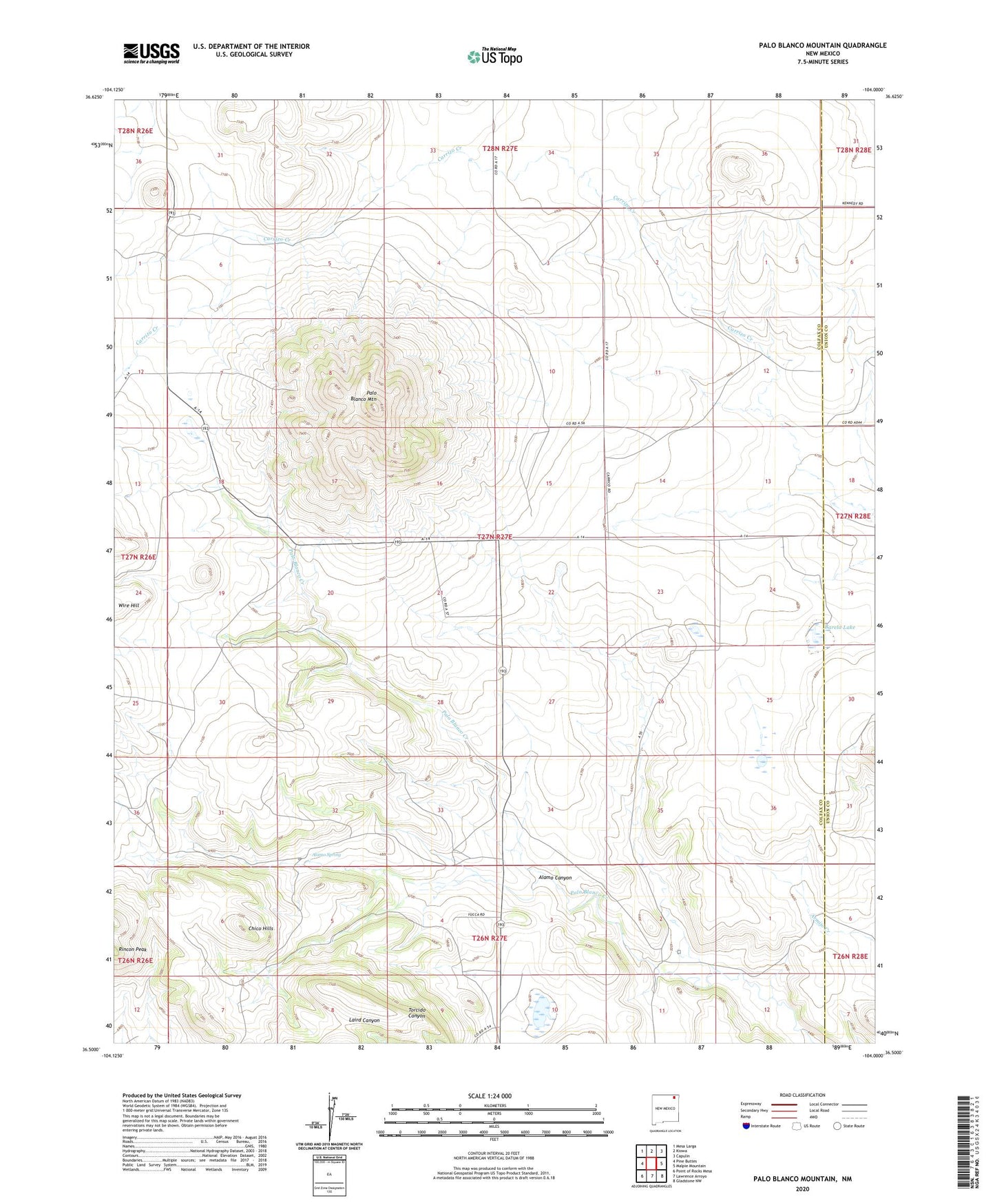 Palo Blanco Mountain New Mexico US Topo Map Image