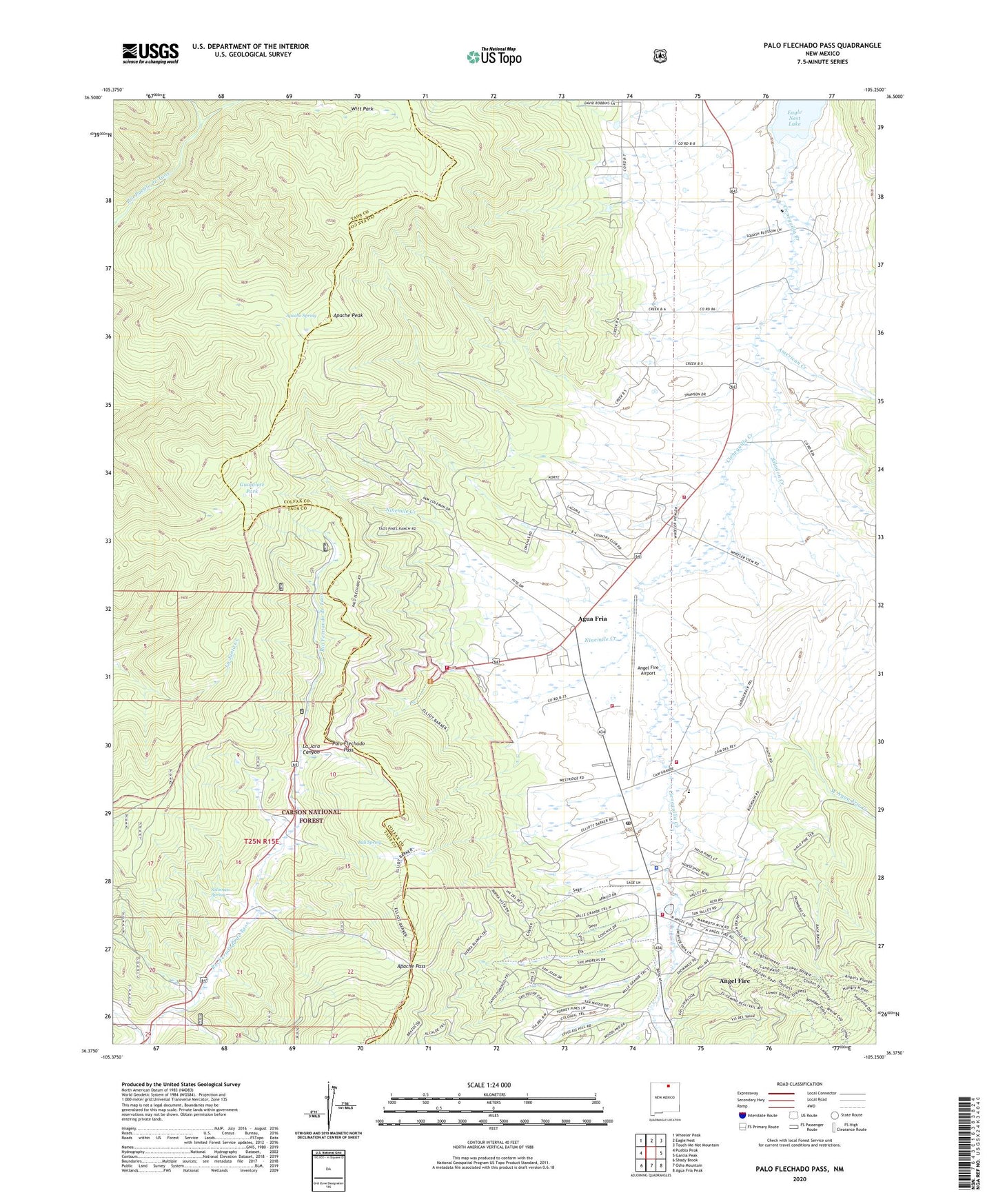 Palo Flechado Pass New Mexico US Topo Map Image