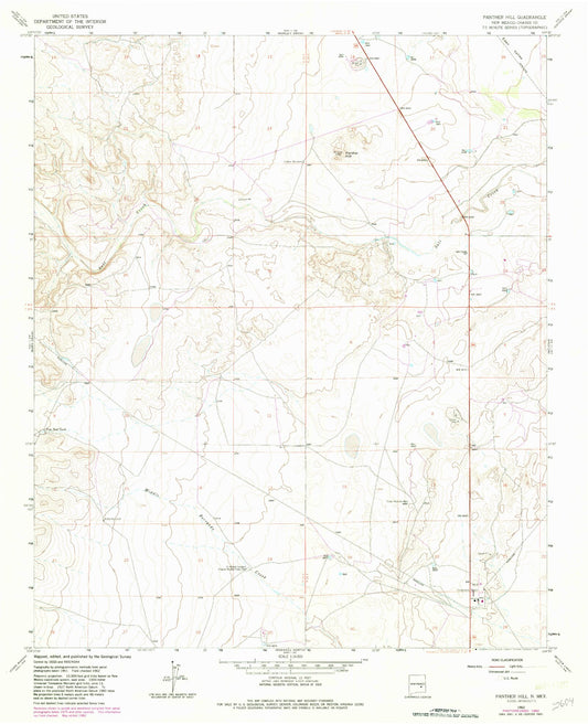 Classic USGS Panther Hill New Mexico 7.5'x7.5' Topo Map Image