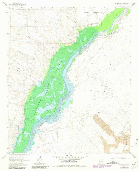 Classic USGS Paraje Well New Mexico 7.5'x7.5' Topo Map Image