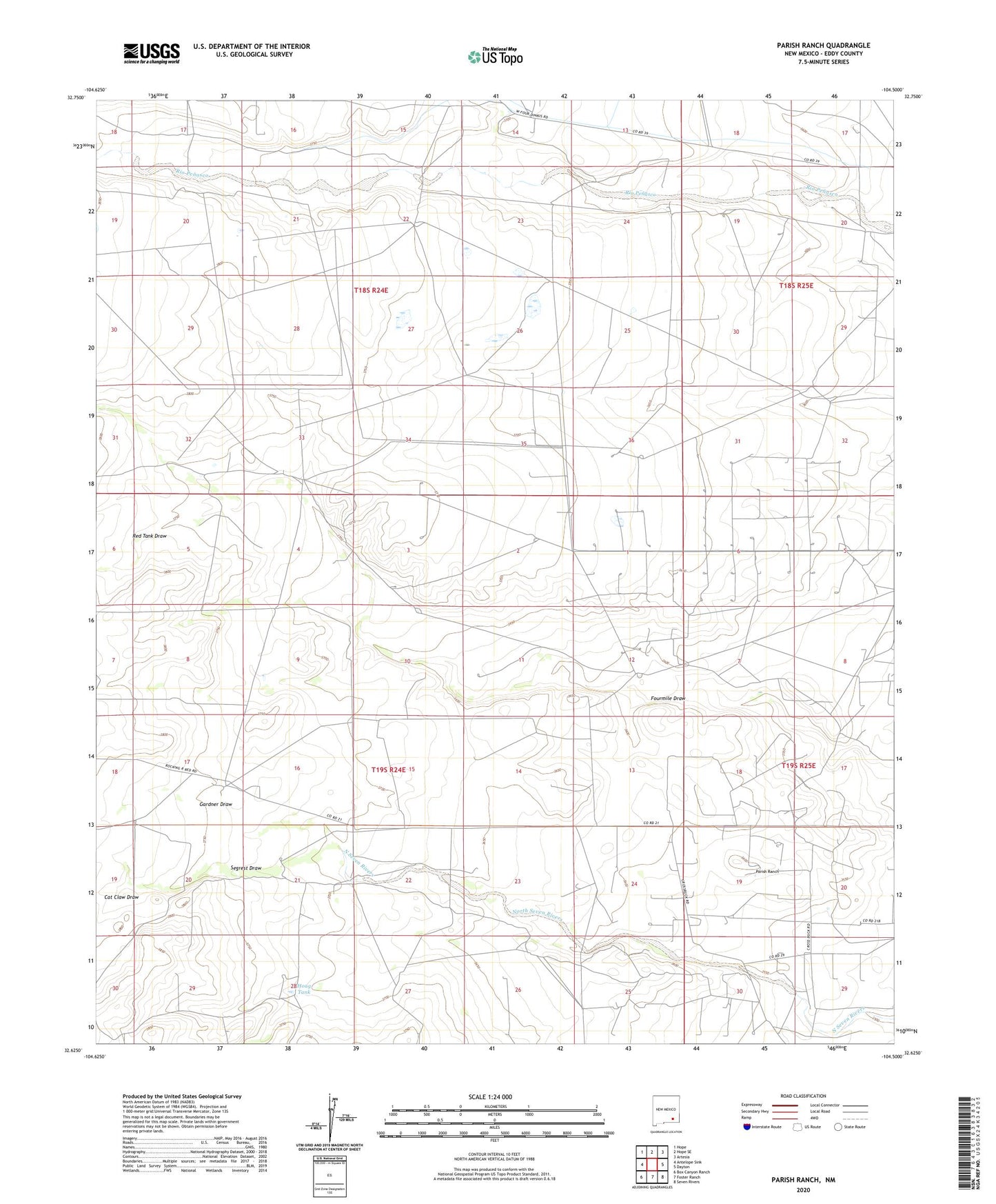 Parish Ranch New Mexico US Topo Map Image