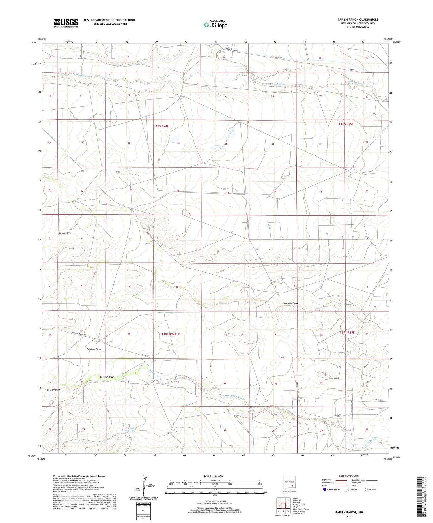 Parish Ranch New Mexico US Topo Map Image