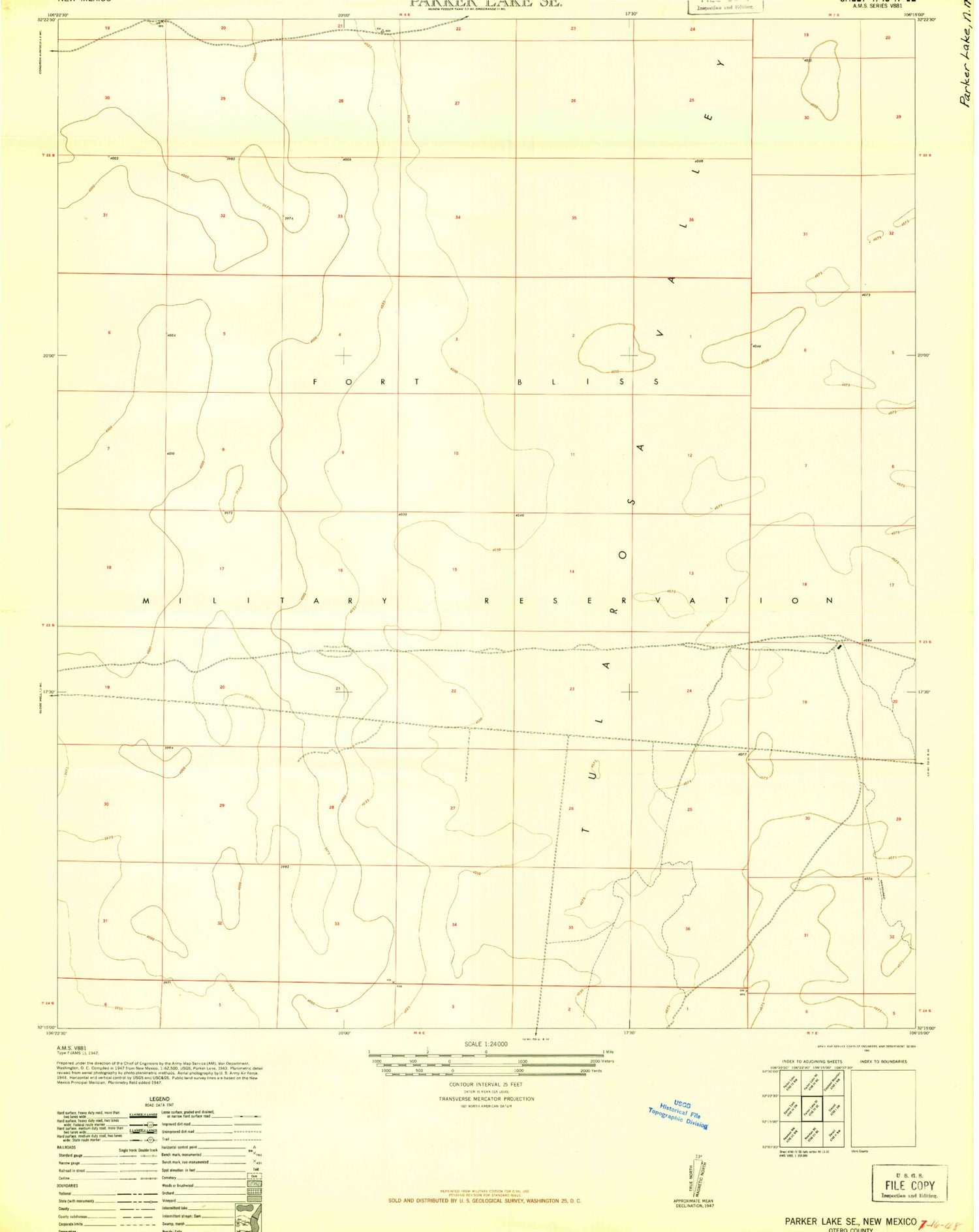 Classic USGS White Sands SE New Mexico 7.5'x7.5' Topo Map Image