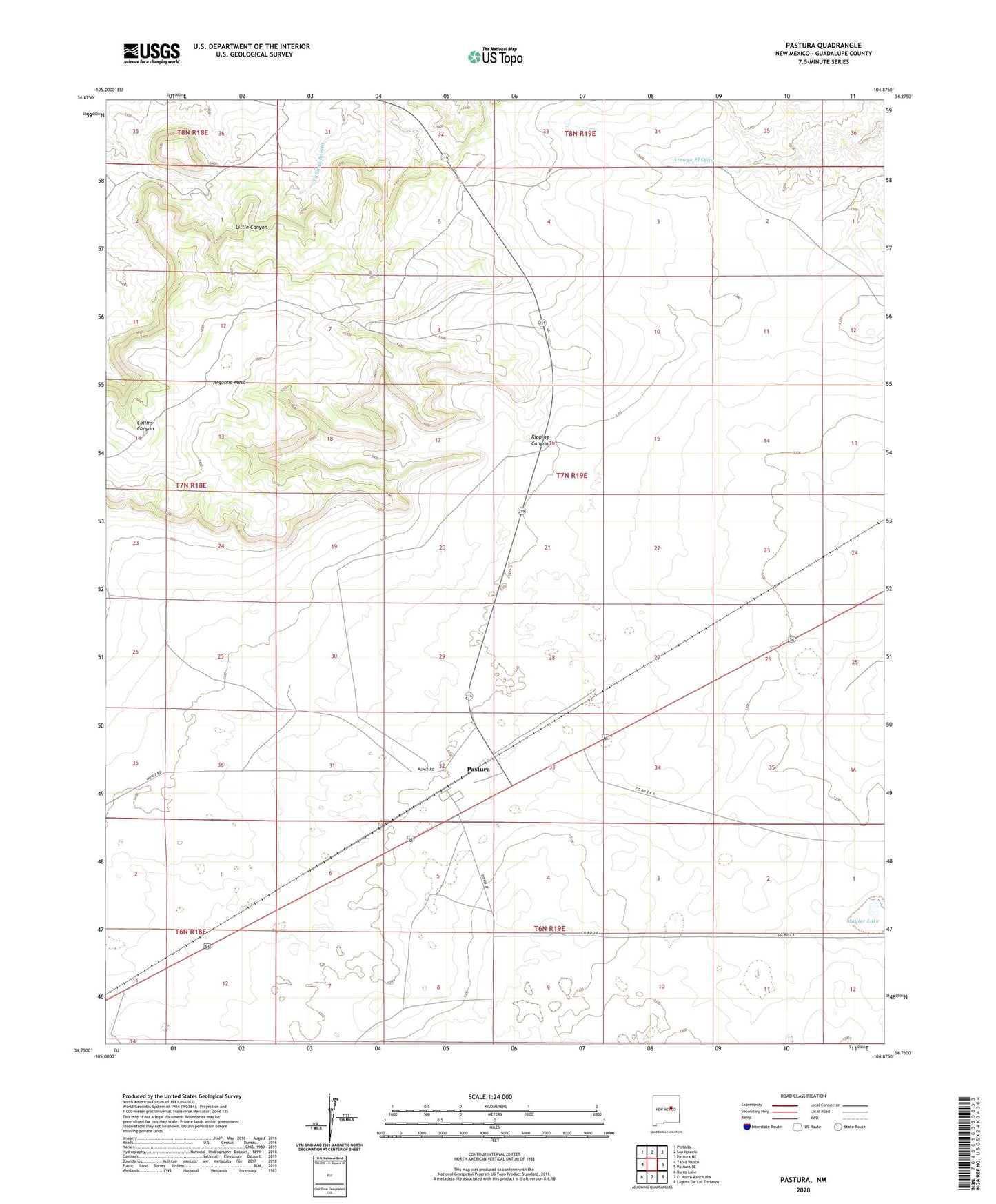 Pastura New Mexico US Topo Map Image
