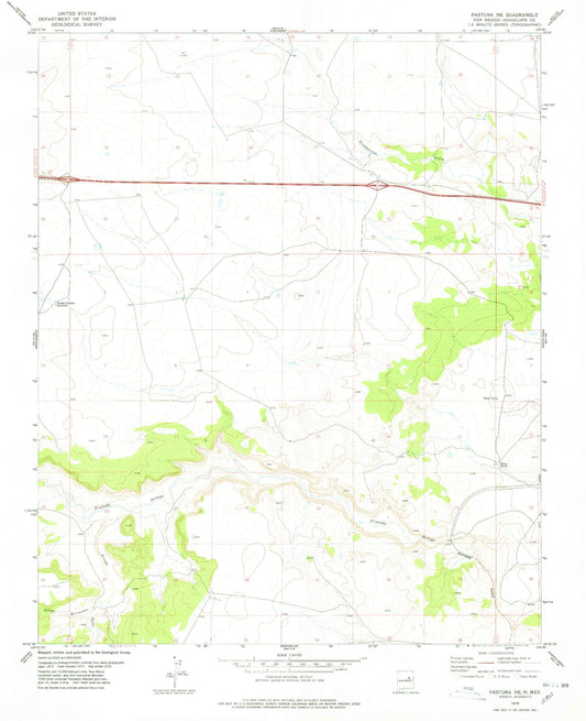 Classic USGS Pastura NE New Mexico 7.5'x7.5' Topo Map Image
